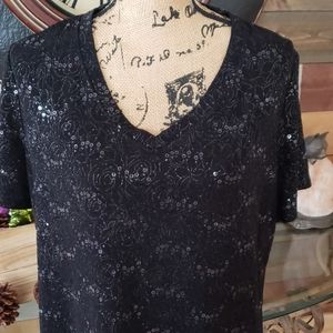 Black sequin shimmery stretchy top